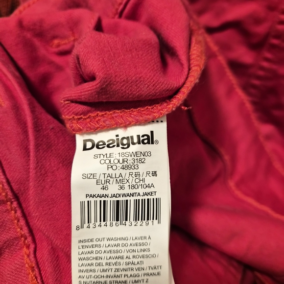 Desigual - Denim Embellished Embroidered Jacket w/ Knit Sleeves - Picture 7 of 7